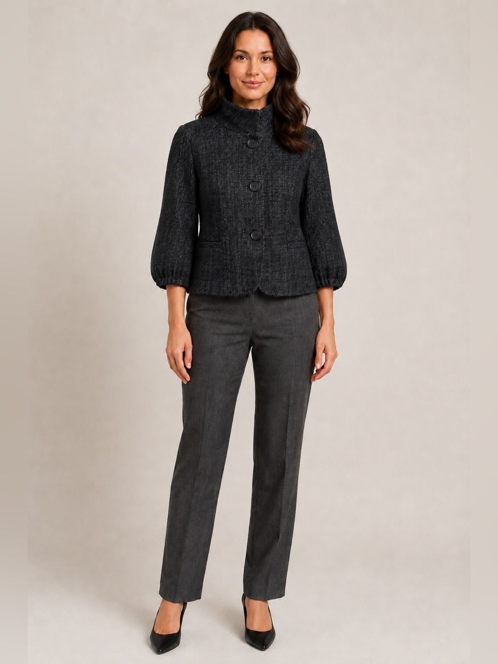 Cute Ann Taylor Charcoal Jacket/Blouse Size 6 EUC